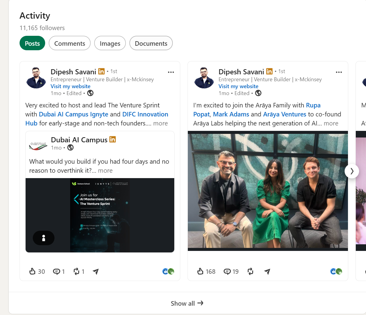Dipesh Savani's LinkedIn activity and posts