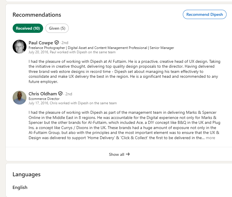 Recommendations